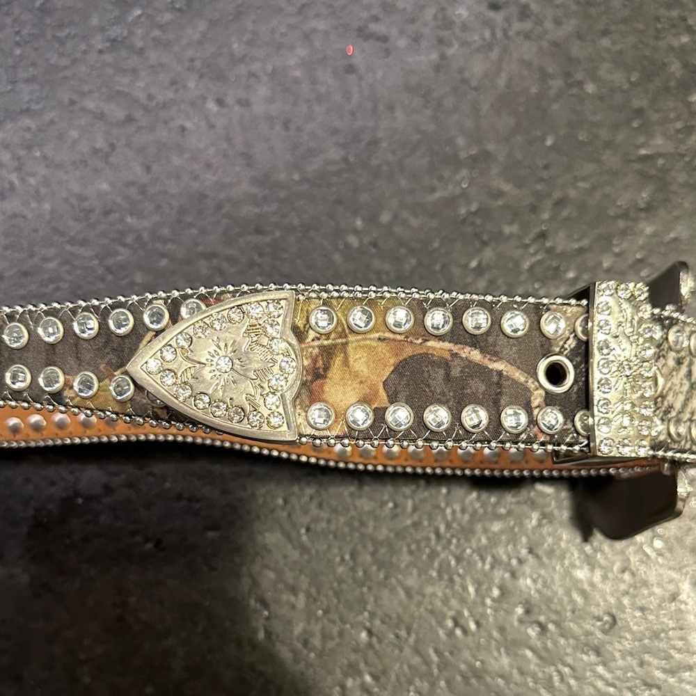 Blazin Roxx Mossy Oak Breakup Camo Belt Studded Rhinestones - Picture 4 of 9